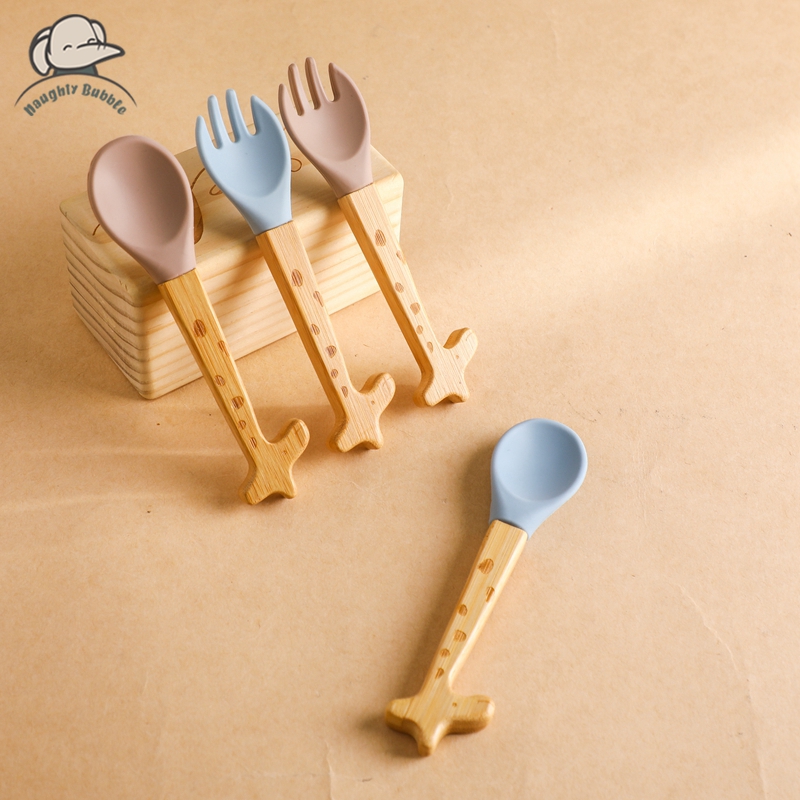 Baby Food Organic - 2 adet bebek bambu çatal silikon