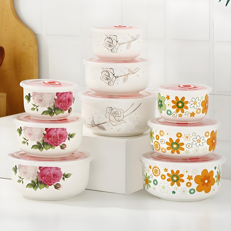 Baby Food Container - Üç parçalı set, ince kemik çin