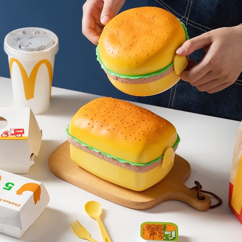 Baby Food Container - Hamburger yemek kabı Çift Katmanlı Sevimli
